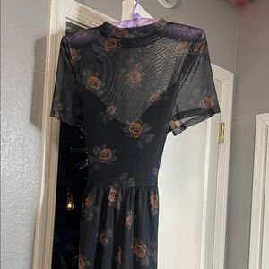 Floral Shear top & skirt slits on legs for sexy leg show me size XL